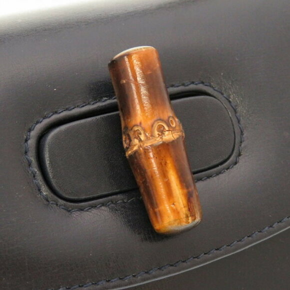 Gucci Bamboo Leather Navy Blue Handbag - Picture 8 of 8